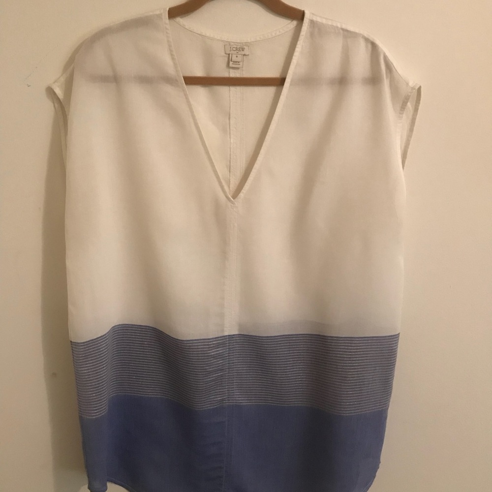 ✨J. Crew White/Blue/Gold Striped Blouse✨